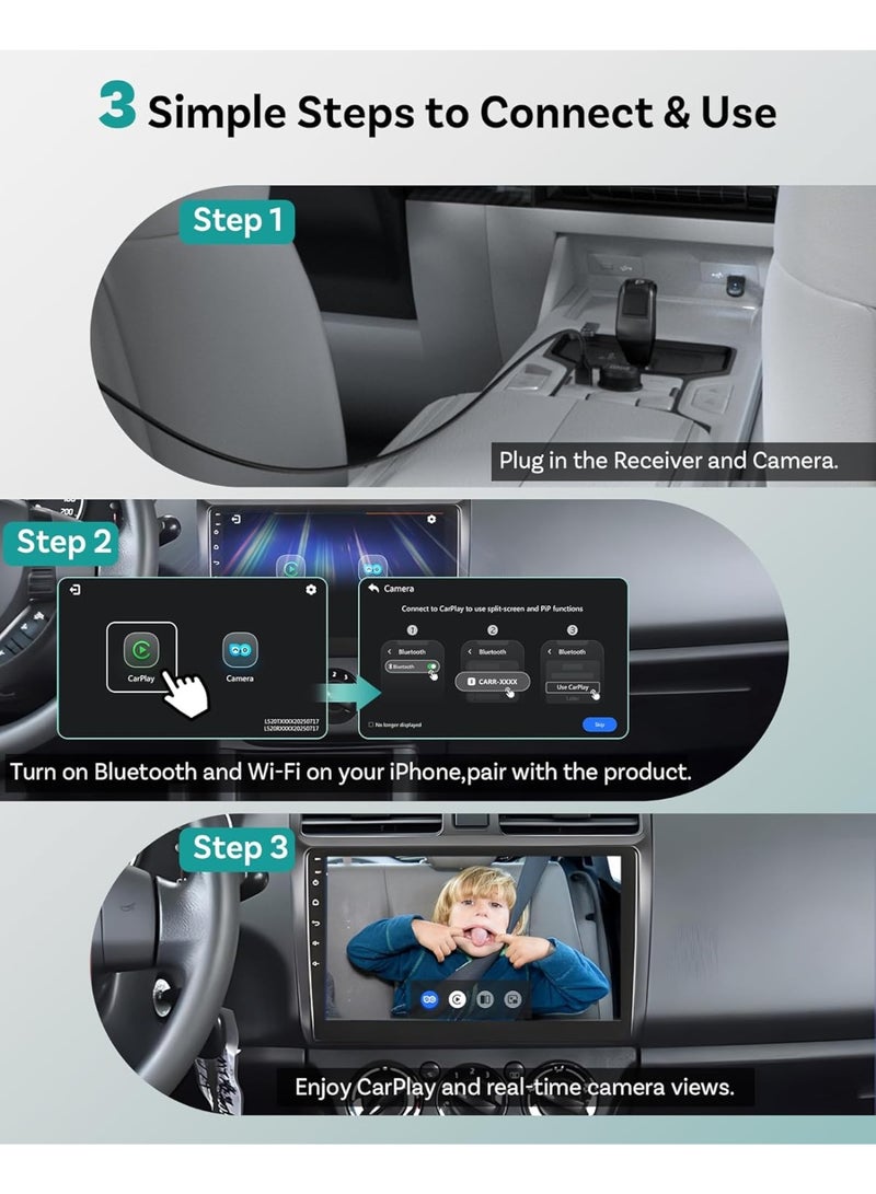 OTTOCAST Cabin Care Car Adapter with Baby Car Camera, Wireless CarPlay Display on CarScreen 2026, Plug-and-Play 1080P HD Rear Seat Baby Monitor, Split Screen Navigation, for Parents & Pet Owners - Image 2
